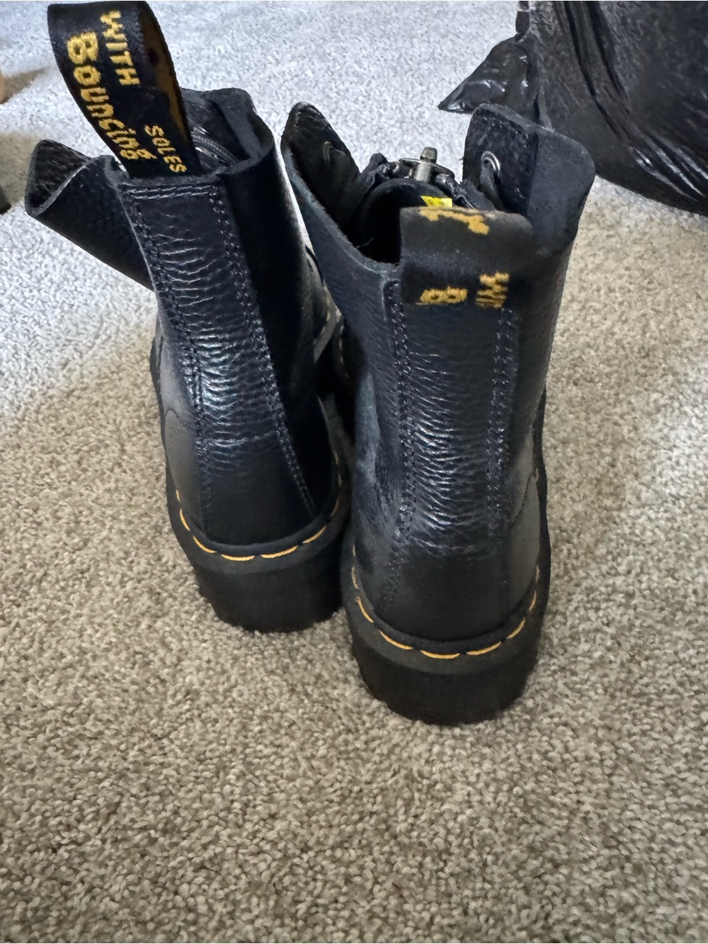 Dr. Martens Sinclair Black Leather Platform Zip Combat Boot - Picture 3 of 6